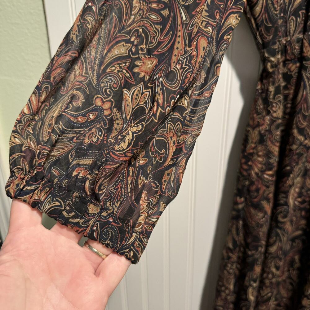 Evereve Eliza Midi Dress Paisley Floral Size Large - Picture 4 of 8